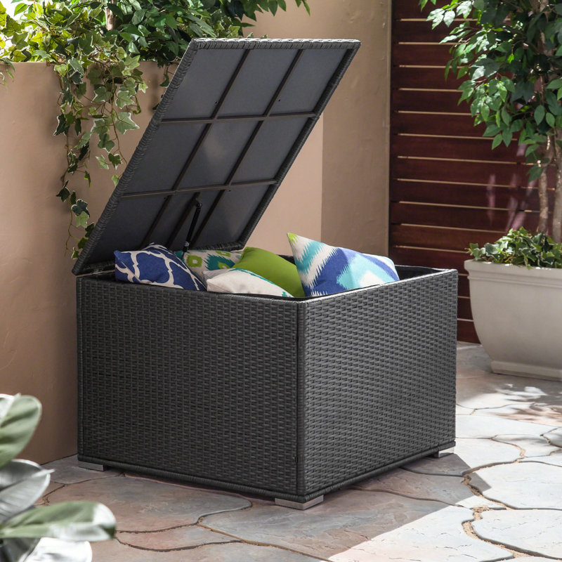 Iron Frame Grey Outdoor Storage Shelf, 33.23 In. Depth X Width 24.32 Height, Patio Solution Chest With Tough Iron, Option