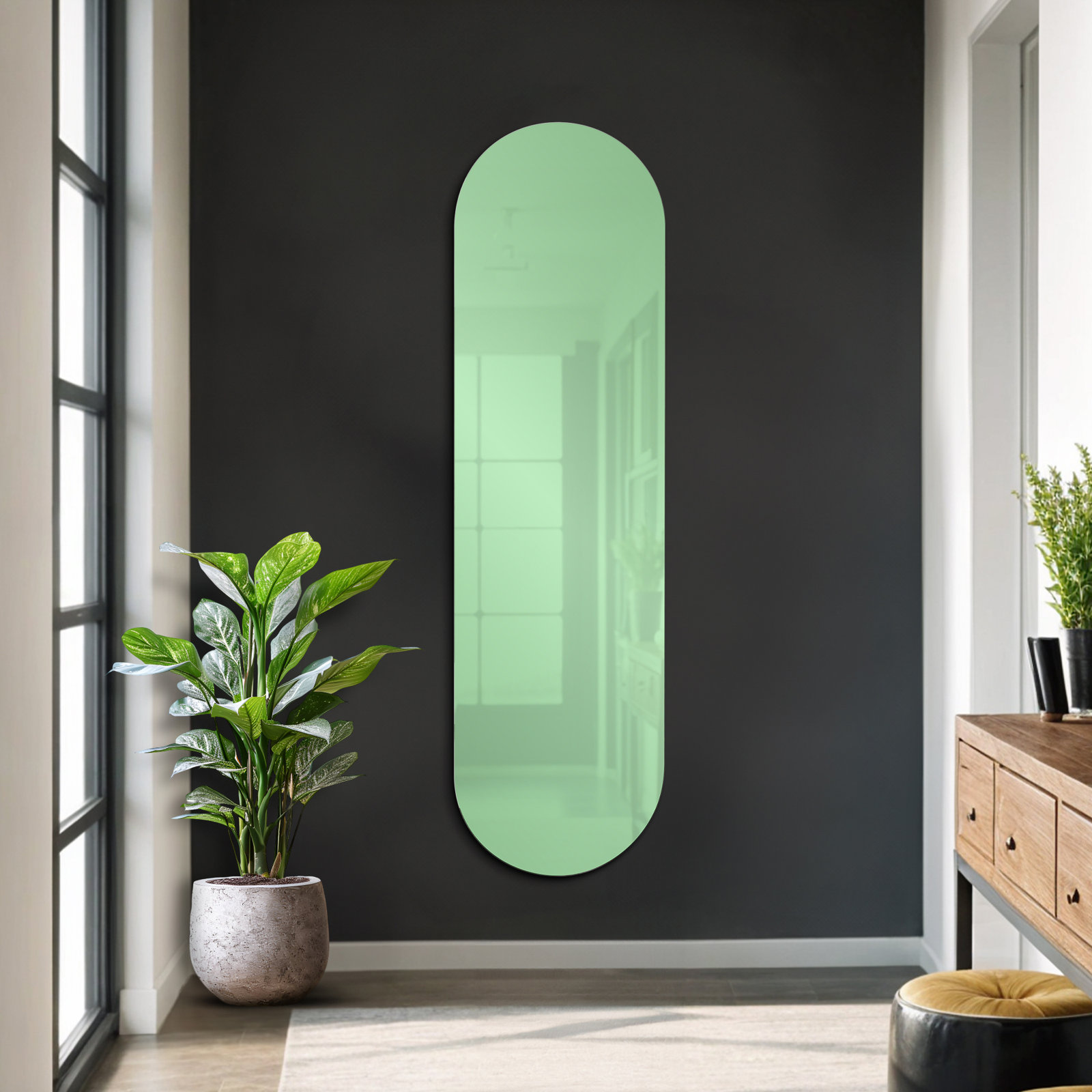 Verden Accent Mirror, Green, 72" x 20"