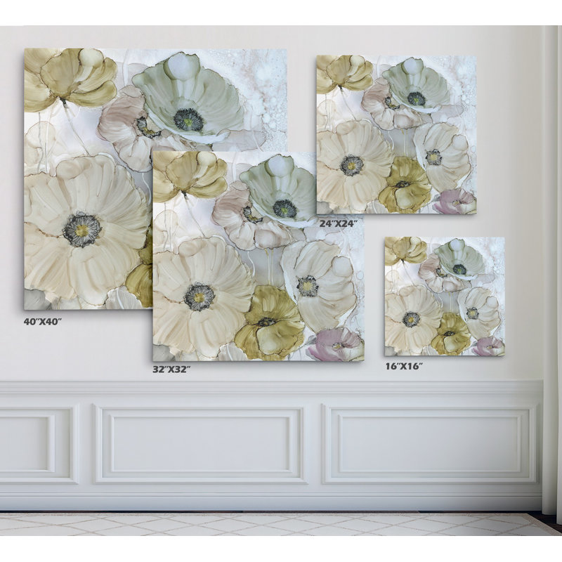 Coquelicots iridescents - reproduction d'art, Toile tendue, H 16 po x l 16 po x P 1,5 po