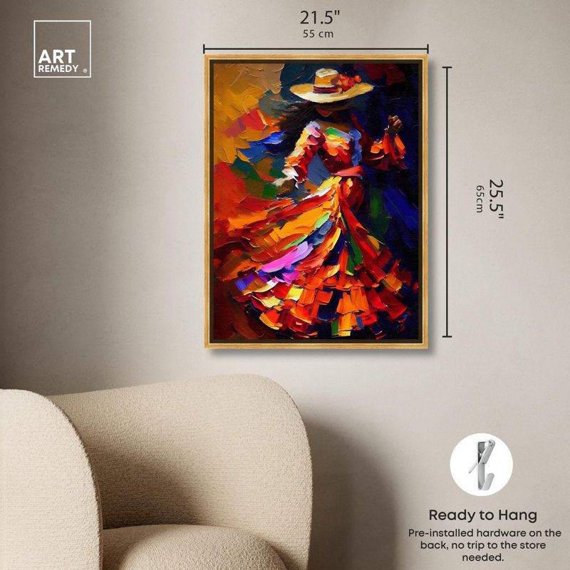 Dancer I Canvas Spanish City S by Art Remedy, Cadre doré, H 25 po x l 21 po