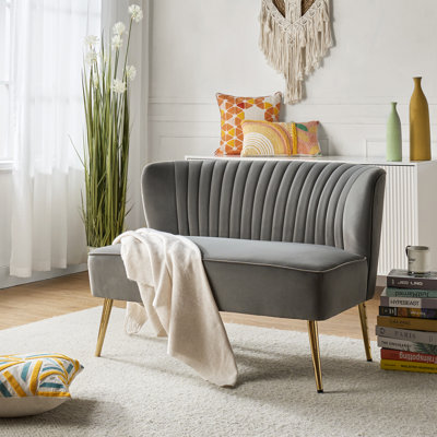 Leona 47" Velvet 2-Seat Armless Loveseat