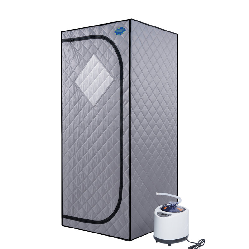 Portable Steam For Home - Personal Spa Enjoyment Zone. Grey. 2.2L Generator. 150F Max Heat. Approved. Remote Controlled With Timer. Foldable Chair. Waterproof & Heatproof Material. Easy Installation