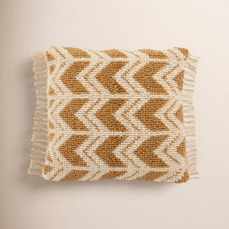 Oakleaf Chevron Throw Pillow, Gold/Cream, Pillow Cover Only - No Insert