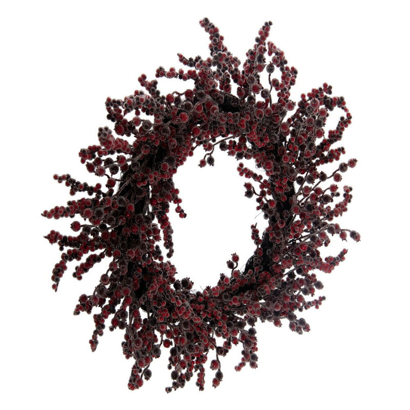 28" Winter Icy Red & Burgundy Berry Wreath.