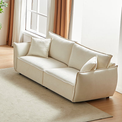 Élégant canapé modulaire de salon, revêtement en chenille, rembourrage, structure modulaire en bois massif pour zone, tissus respirants, dossier rembourré épais,