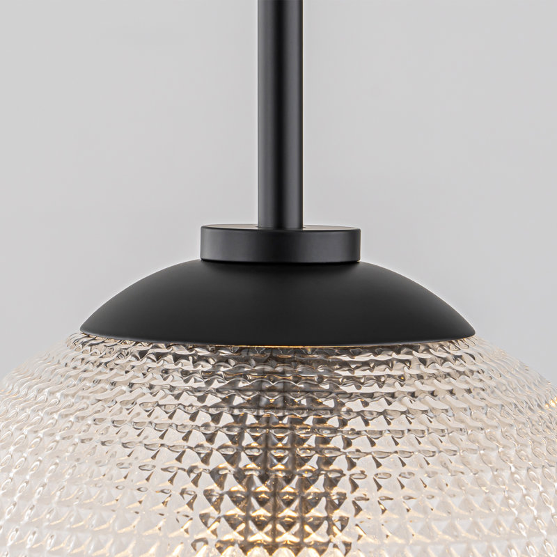 Luminaire suspendu sphère 1 lumière Brunswick, H 70 po x l 9,8 po x P 9,8 po, Noir mat