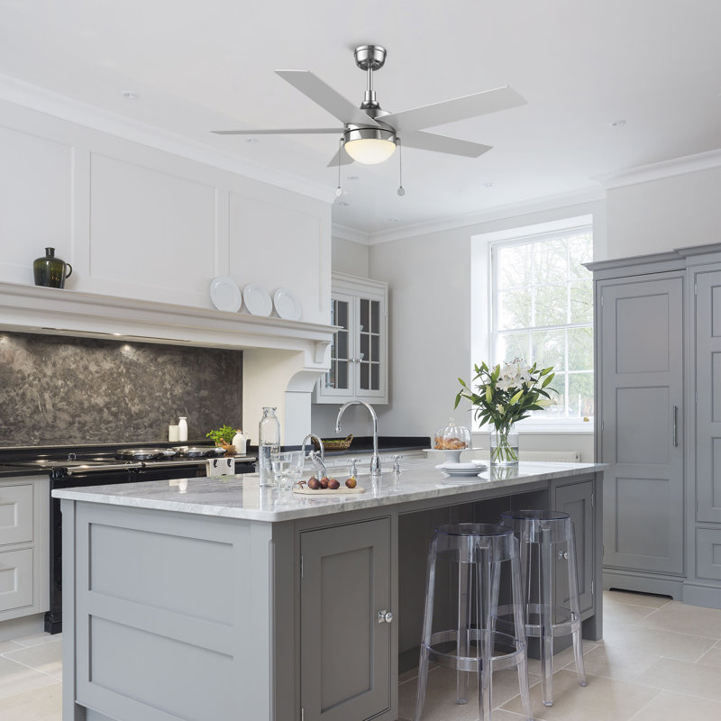 Ventilateur de plafond 52 po avec lumières DEL Johnye, Argent