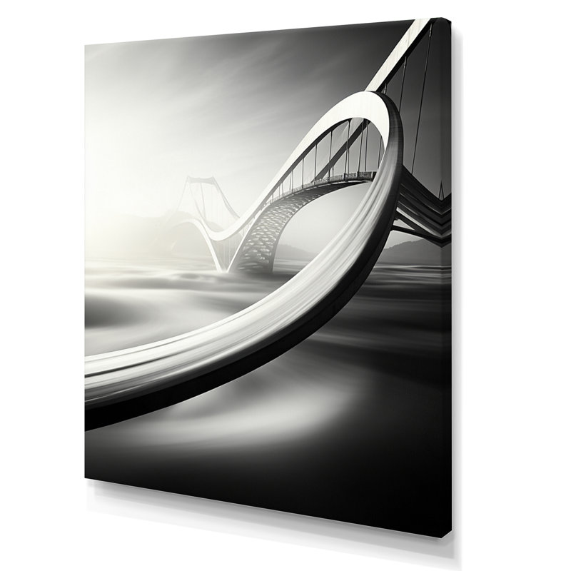 «Gray Modern Bridge In Motion I», art mural sur toile Cityscapes, H 44 po x l 34 po x P 1,5 po, Toile tendue
