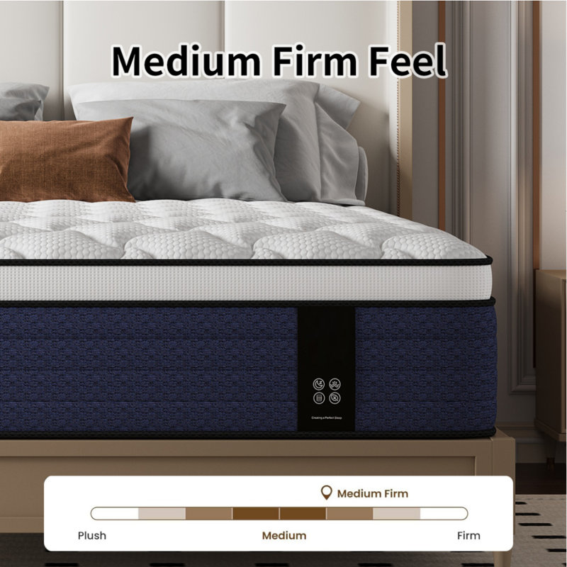 Luxury Medium Hybrid Innerspring Mattress In A Box, Individual Pocket Springs &  High-Density Foam For Motion Isolation & Deep Sleep