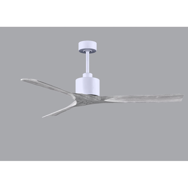 Ventilateur de plafond Nan avec pales texturées, Blanc mat, 60", Ton bois de grange