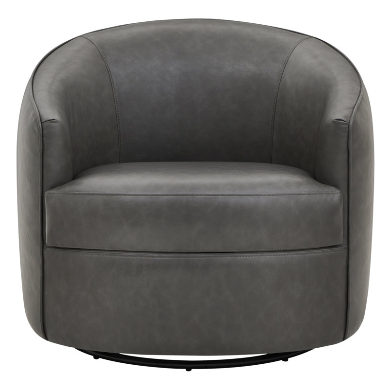 Fauteuil demi-tonneau Bernhardiène, Similicuir gris