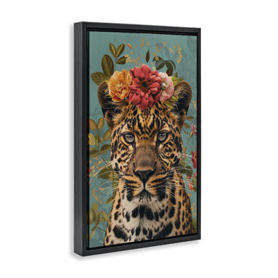 Floral Crown Wild Cheetah Floating Frame, design by LSR Design Studio