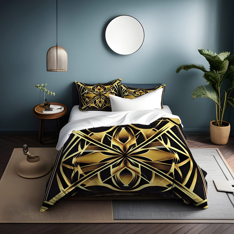 Polyester Abstract Duvet Cover, King Duvet Cover + 2 King Shams