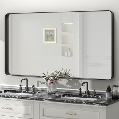 Molly Tempered Glass and Metal Framed French Cleat Mounted Wall Bathroom / Vanity Mirror