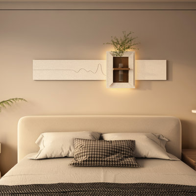 Décoration murale 3D télécommandée avec 3 lumières DEL réglables, plantes simulées et vase en verre d'art pour la chambre à coucher. , 4,77 dans un vase à DEL, café alimenté, profondeur de 12,72