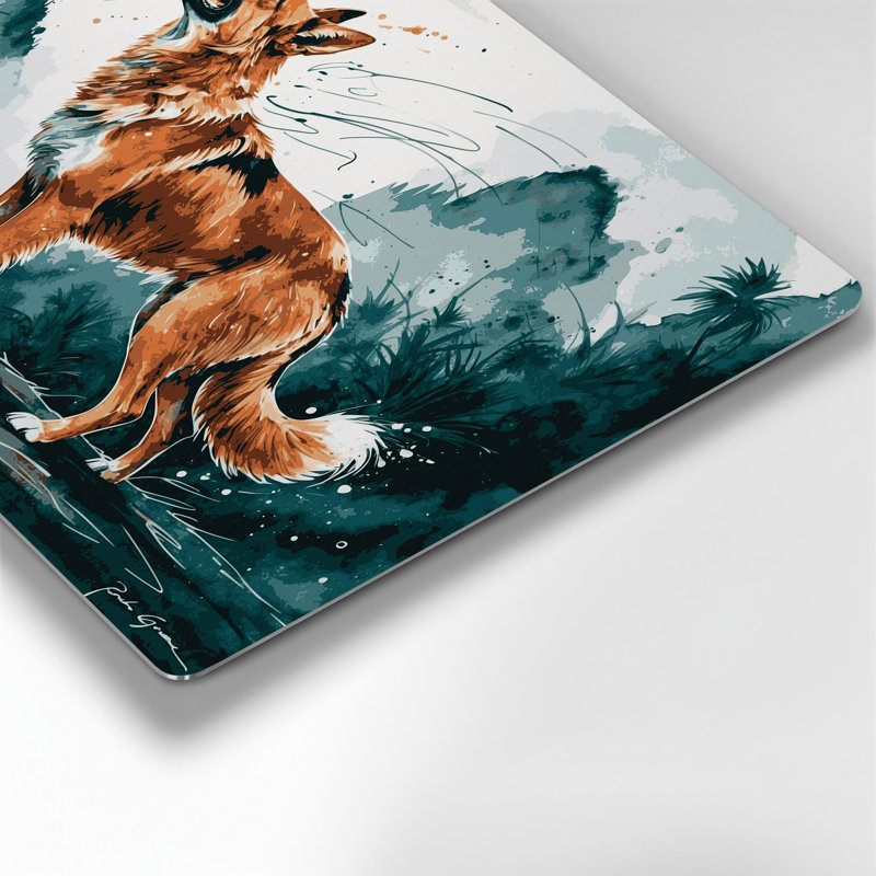 Chiens de Nouvelle-Guinée, chien chantant gris, art mural en métal, H 12 po x l 18 po
