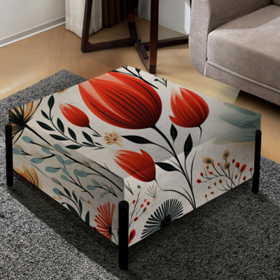 Simplicity Nordic Red Floral Dreams - Grand repose-pieds carré floral