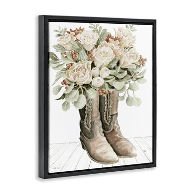 «Chic Bouquet bottes», art mural encadré sur toile flottante par Cindy Jacobs