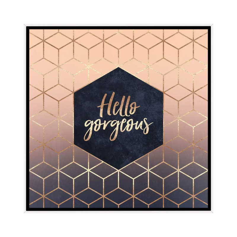 « Hello gorgeous » par Elisabeth Fredriksson-impression d’art textuel, Toile blanche encadrée, Pas de tapis