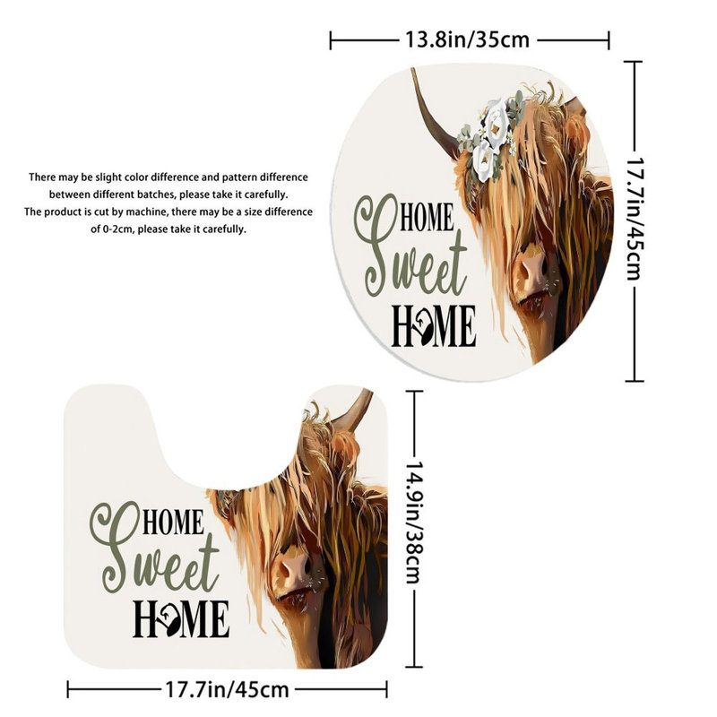 Ensemble de 2 tapis pour salle de bain Highland Cow Floral