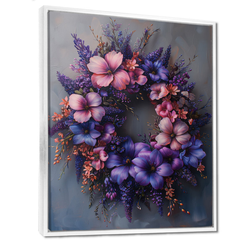 Guirlande de fleurs Regal, H 20 po x l 12 po x P 1 po, Cadre flottant blanc