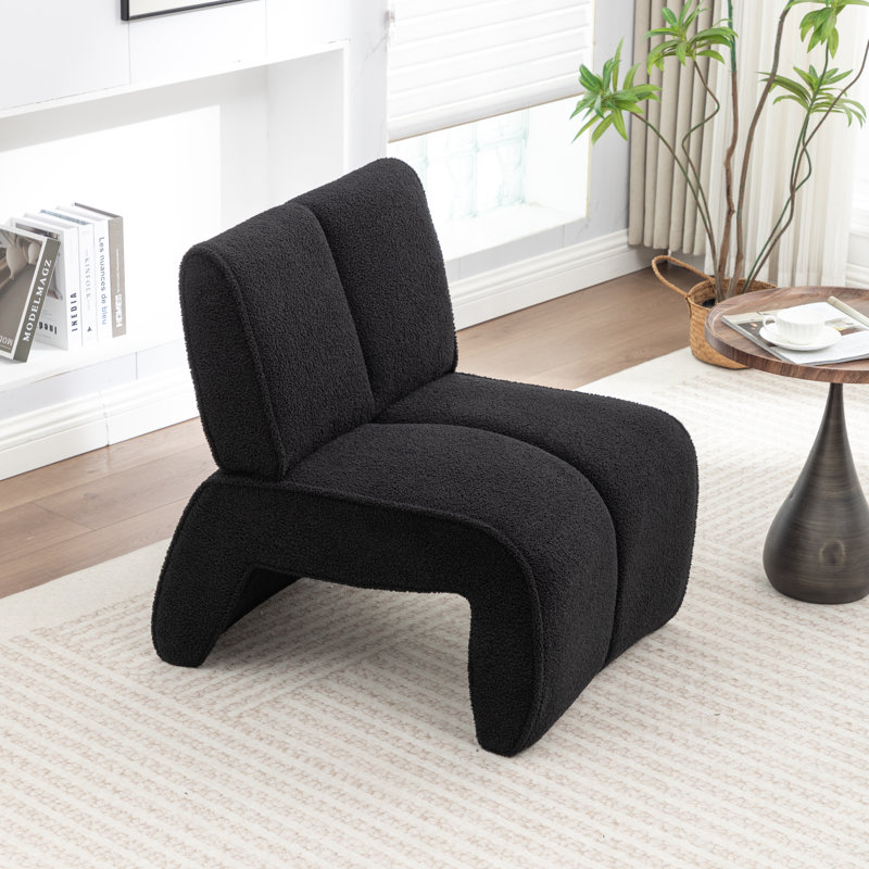Mathias Upholstered Faux Fur Accent Chair, Black