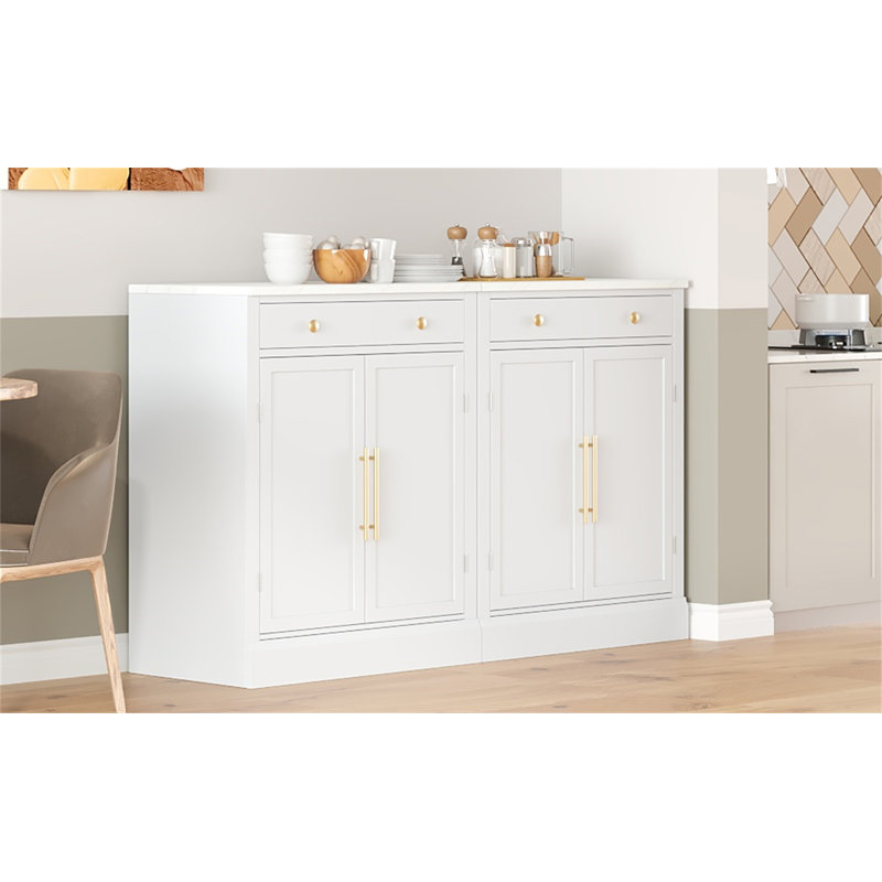 Garde-manger autoportant moderne Topmax, Blanc / Doré