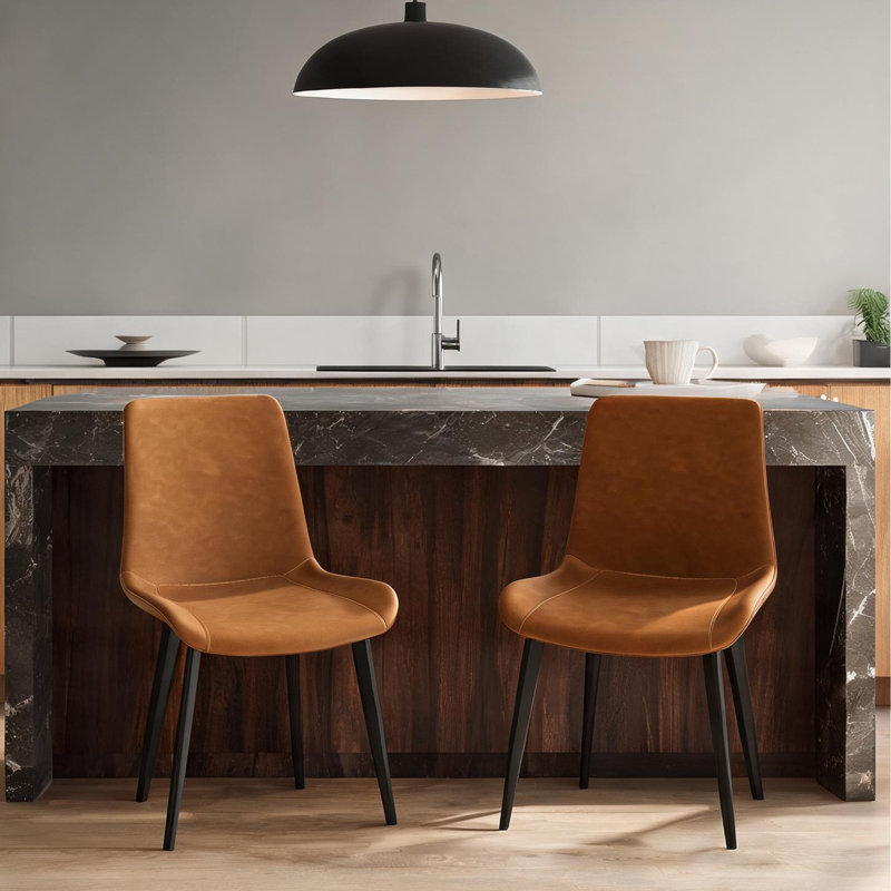 Ensemble de 2 chaises d'appoint rembourrées en tissu Classic Classic avec structure en métal pour salle à manger, style industriel moderne