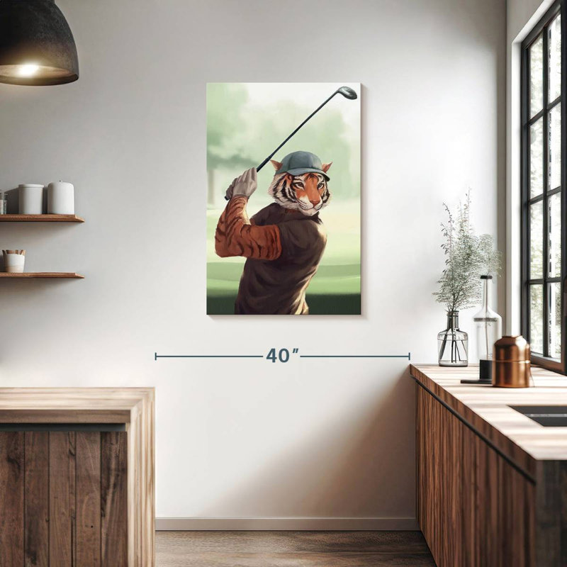 Ketti Tiger Playing Golf, 36" H x 24" W