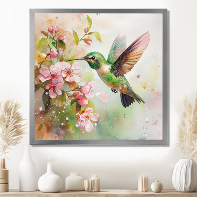 Hummingbird In The Blossoms III - Art mural colibri