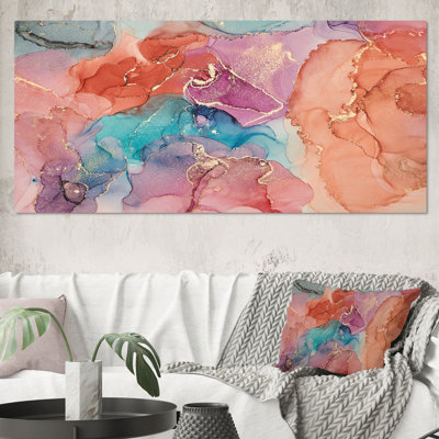 Bleu et brun, luxe abstrait, fluide, peinture à l'huile - Peinture sur toile