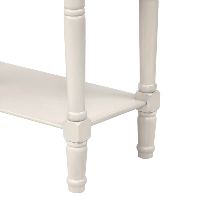 Barbe Narrow Console Table, Slim Sofa Table Sideboards Buffets with Three Storage Drawers and Bottom Shelf, Ivory