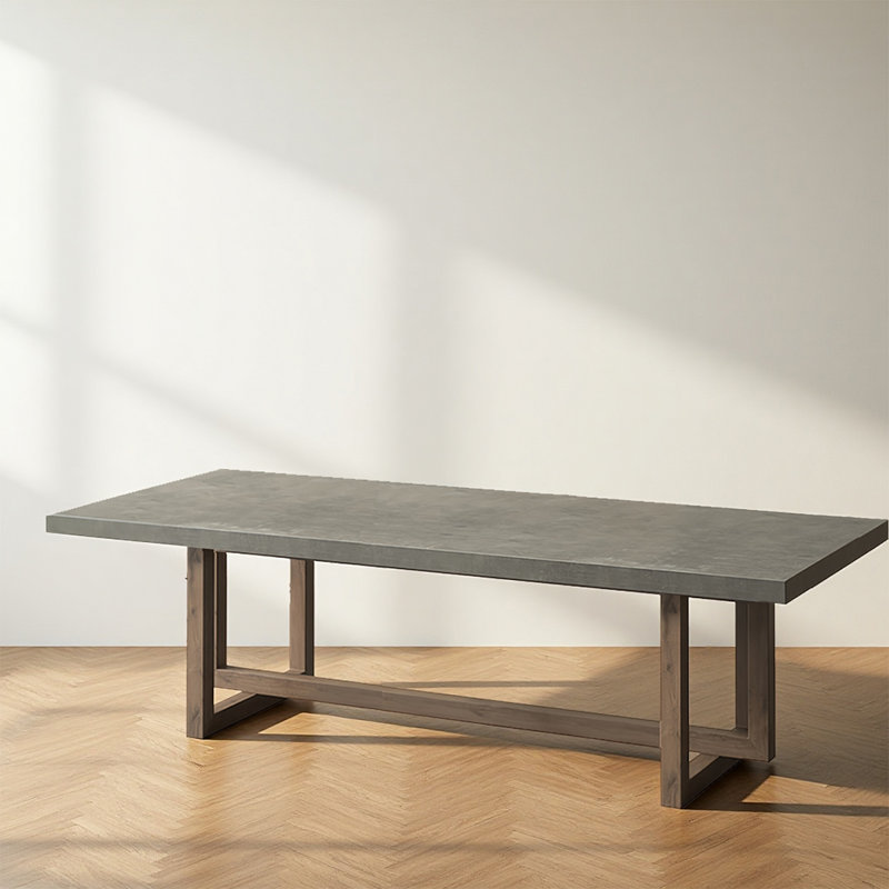 Solid Wood Rectangular Dining Table in Cement Gray, 29.53”H x 86.6”L x 31.5”W