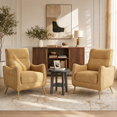 Ensemble de 3 fauteuils d'appoint rembourrés avec table d'appoint