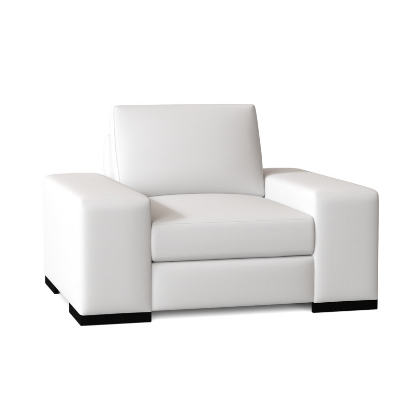 Fauteuil club Harrison, Blanc délavé Marves, Noir, Plumes / duvet