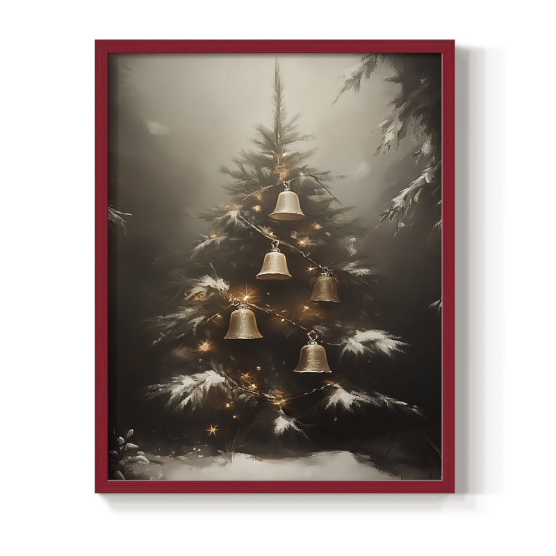 «Christmas Holiday Art», série 2-CLV, reproduction encadrée - bois massif, H 15 po x l 12 po, Rouge