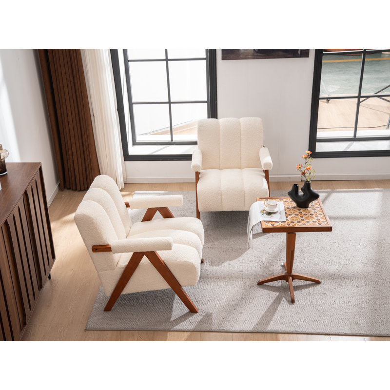 Chaise d'appoint rembourrée (ensemble de 2), Beige, 2