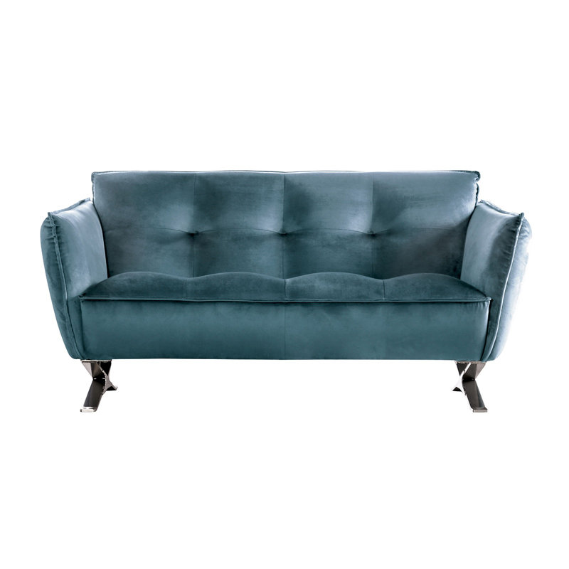Causeuse contemporaine l 64,4 po, bleu sarcelle