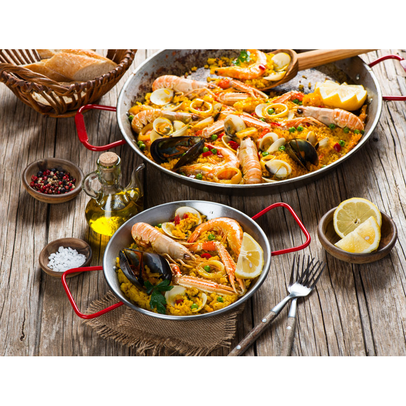Garcima 26-inch Carbon Steel Paella Pan with Heatproof Handles