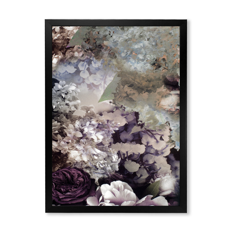 Tissu grung rose pâle en soie - reproduction sur toile, Cadre noir, H 40 po x l 30 po