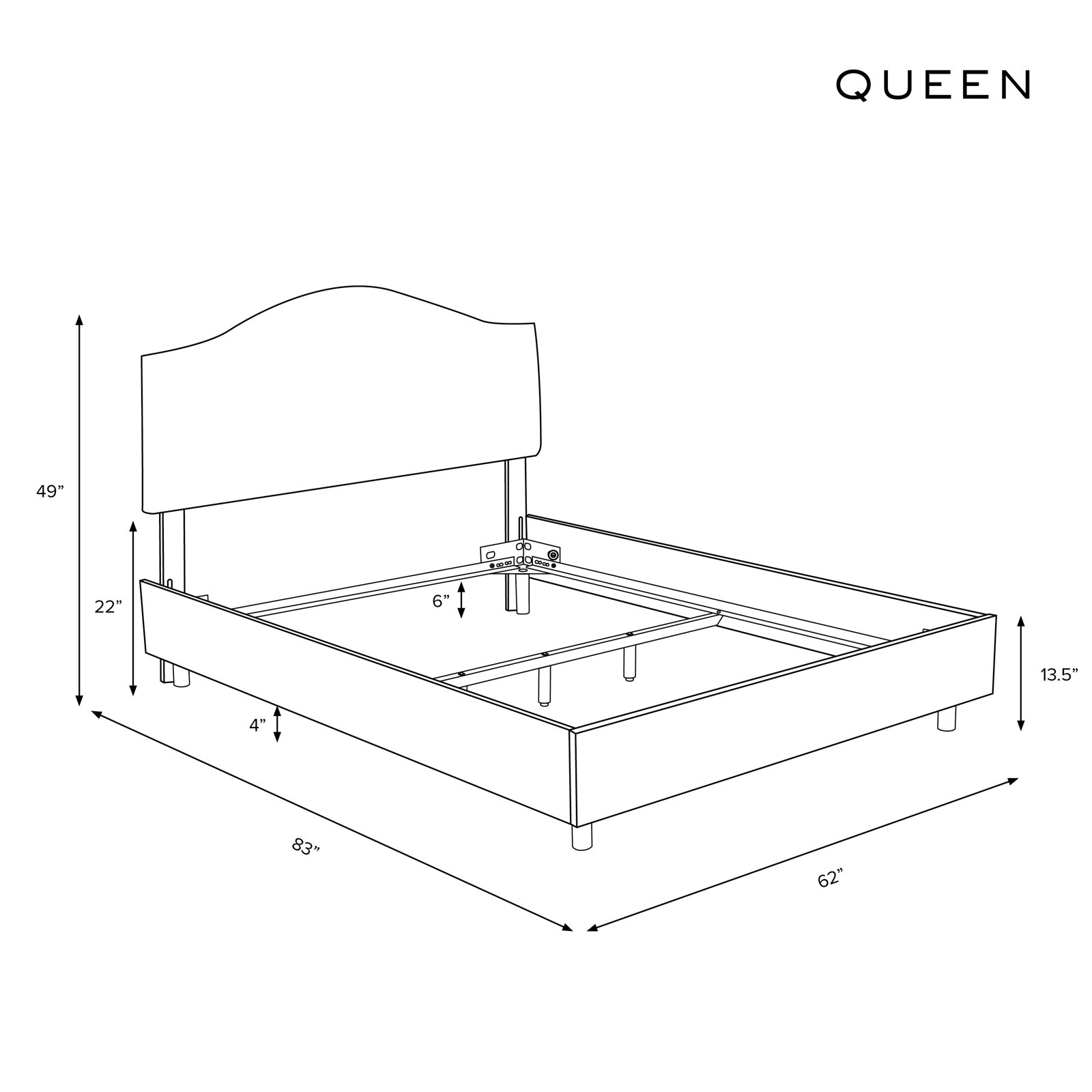 Morris Linen Upholstered Bed, Queen, Zuma Charcoal Textured Linen