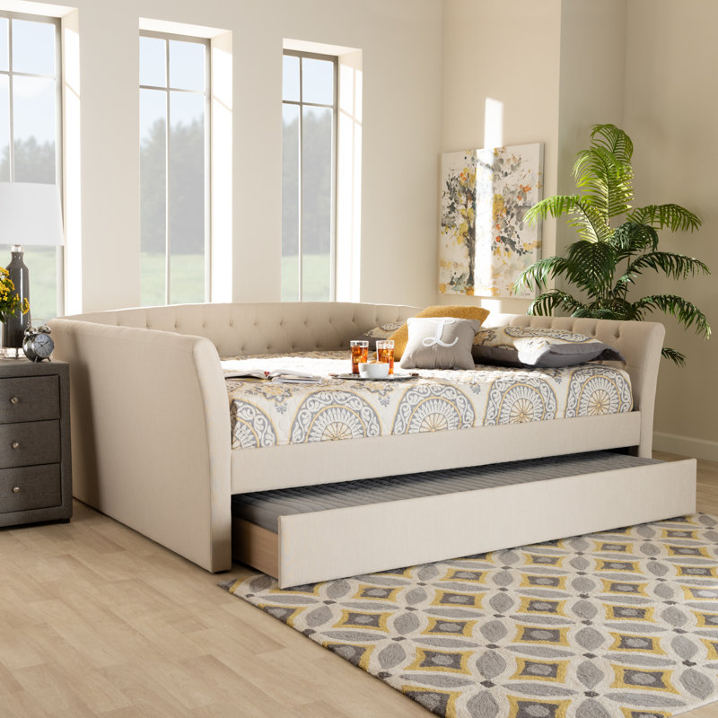 Lit de jour avec couchette Eppie, Beige, Grand lit