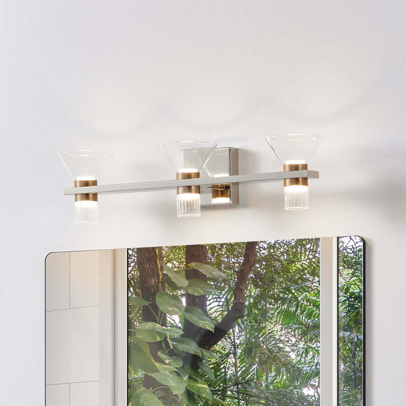 Éclairage pour salle de bain à 5 lumières à DEL 5 lumières en nickel poli et champagne 5 lumières Blake