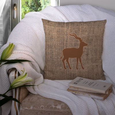 Coussin décoratif intérieur/extérieur cerf en toile jute