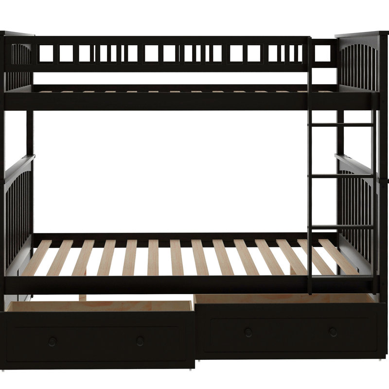 Full Over Bunk Bed, Drawers, , Convertible Concept, Solid Pine Wood, , Bed Structure, Fence - Shaped Guardrails, Easy Assembly Plan Over In And Drawers With To Use Features, Simple Operation