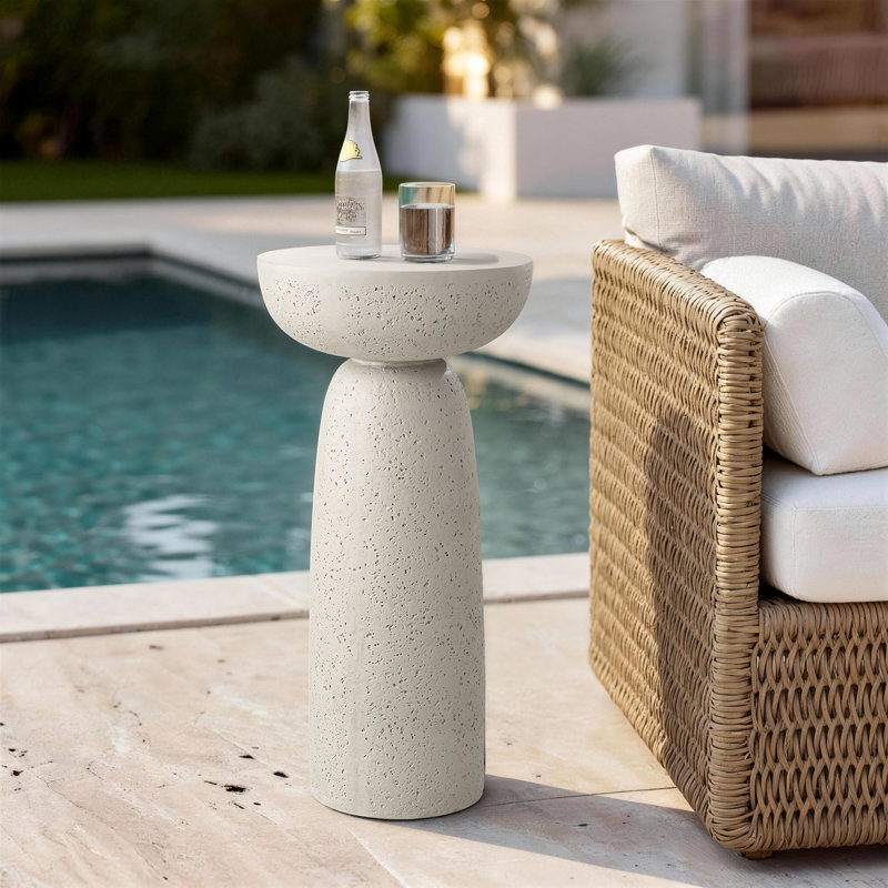 Pedestal End Table, White