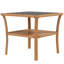 Table d'appoint en rotin, table de bout d'extérieur avec tablette de rangement, table basse avec plateau en verre trempé-387269262
