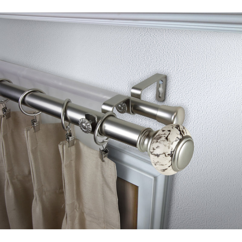 Tringle à rideaux double Nisswa, H 2,75 po x l 84 po x P 6,75 po, Nickel satiné