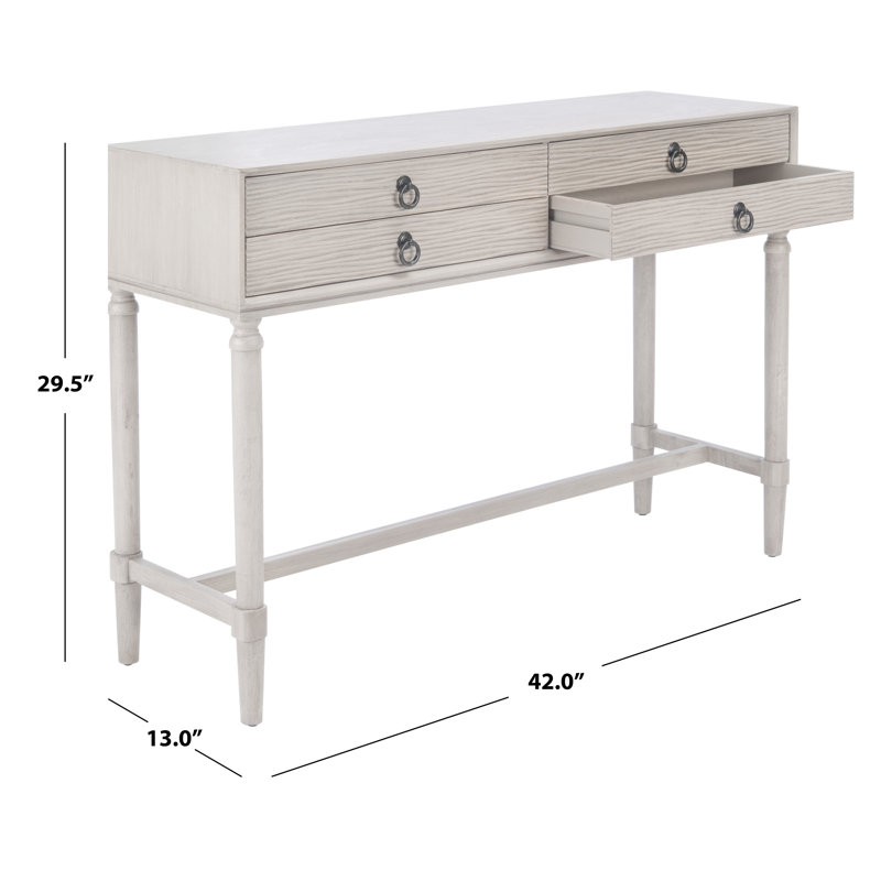 Aliyah Greige Wood and Metal 4-Drawer Console Table with Storage