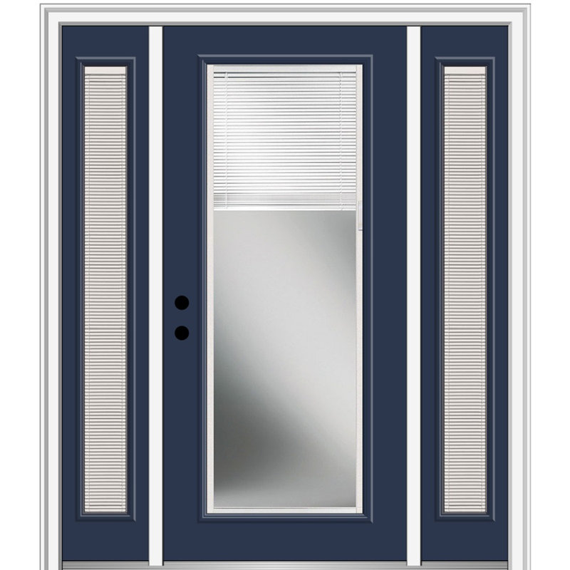 Porte d'entrée pré-suspendue en fibre de verre préfinie lisse, H 80 po x l 64 po x P 1,75 po, Naval